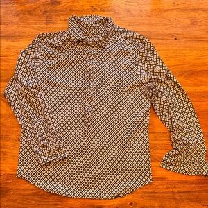 Tasso Elba Blue and White Diamond Pattern Shirt